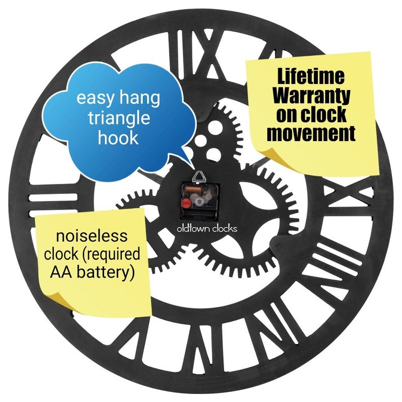 Oldtown Clocks 23" inch Noiseless Silent Non-Ticking Gears Not Moving Wall Clock (Roman Numeral,Anti-Bronze) - Image 5